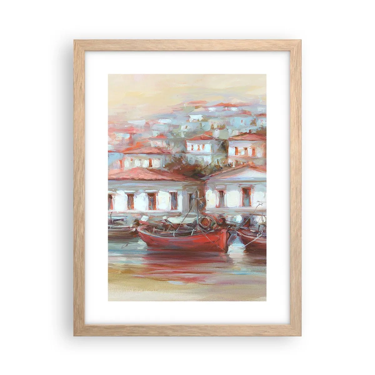 Poszter világos tölgy keretben - Boldog kisváros - 30x40 cm