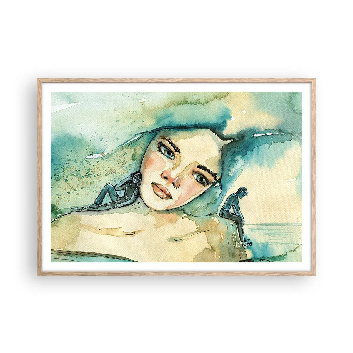 Poszter világos tölgy keretben - Am I blue? - 100x70 cm