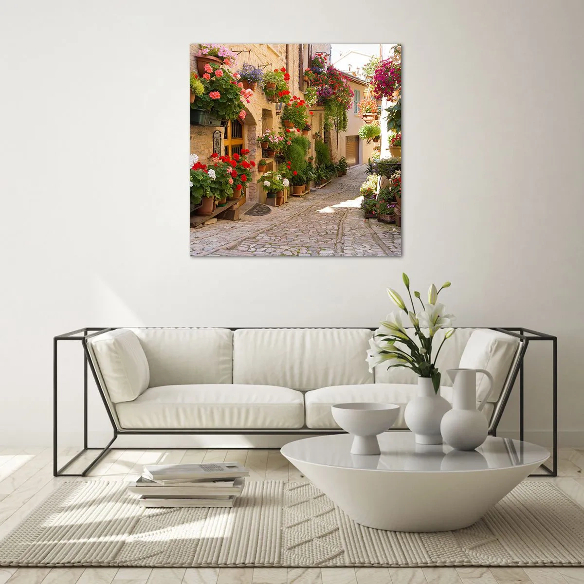 Üveg kép - A virágok özönében - 40x40 cm