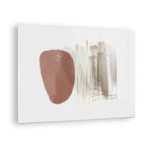 Üveg kép - Minimalista absztrakció bézs és barna formákkal - 70x50cm - Absztrakt oszlopsor - Modern fali dekoráció nappalihoz és hálószobához ARTTOR