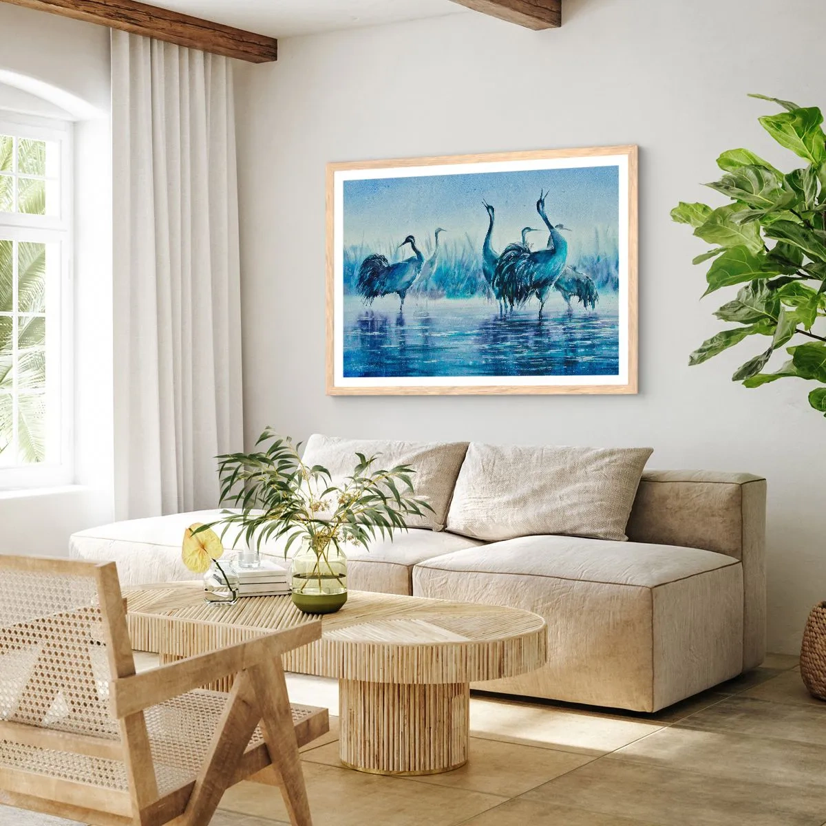 Poszter világos tölgy keretben - Reggeli találkozás - 100x70 cm