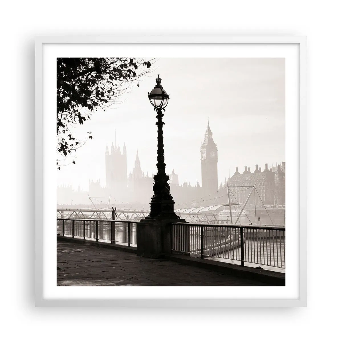 Poszter fekete keretben - Londoni reggel - 60x60 cm