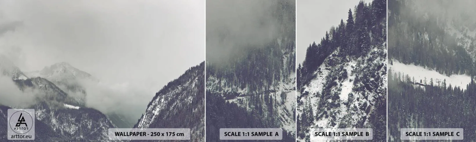 Fotótapéta Minta Standard Eco - Ködös völgy - Hegyek, Erdő, Tájkép - 100x30 cm