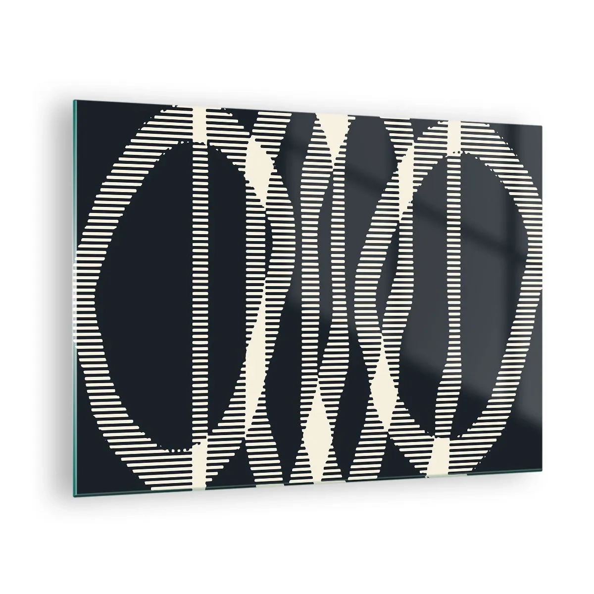 Üveg kép - Geometrikus vonalak fekete és bézs árnyalatokban - 70x50cm - Sötétség megtörése kísérlete - Modern fali dekoráció nappalihoz és hálószobához ARTTOR