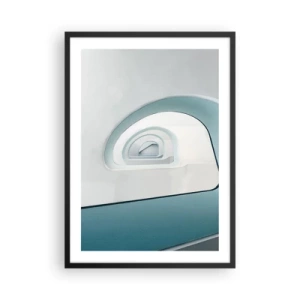 Poszter fehér keretben - Modern ívelt vonalak és építészeti struktúrák élénk színekben - 50x70cm - A kék aljára - Modern fali dekoráció nappalihoz és hálószobához ARTTOR