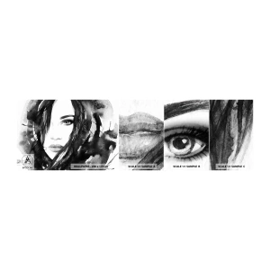 Fotótapéta Minta Öntapadós Deluxe Sticker - Fekete-fehér hölgy portréja - Absztrakció, Női Arc, portré - 100x30 cm