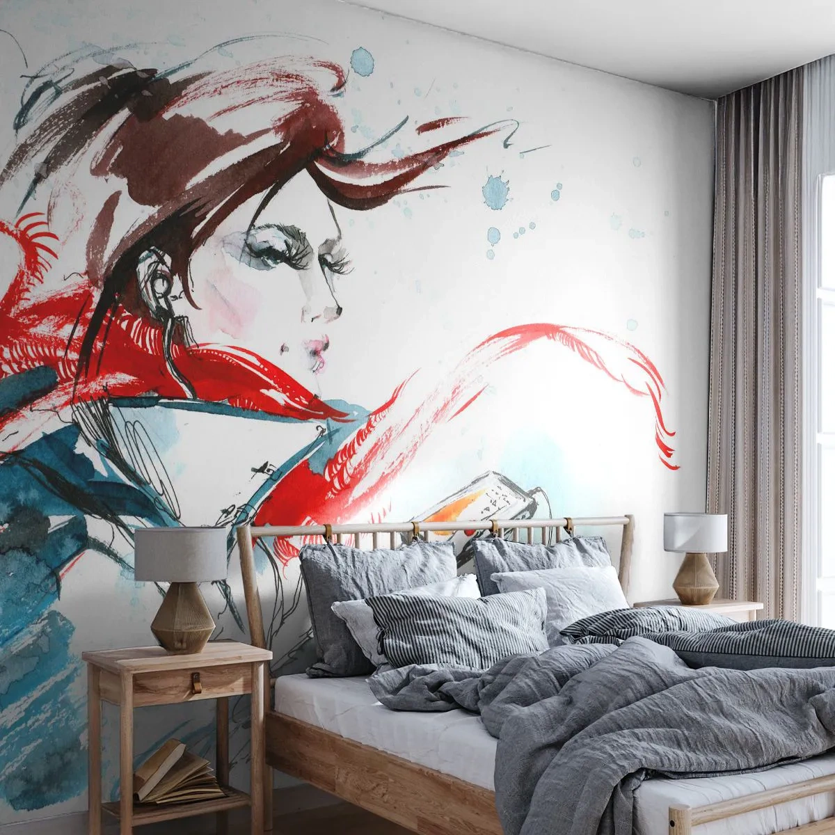 Fotótapéta Premium Canvas - Valami játszik bennem - Nő, telefon, Divat - 350x256 cm