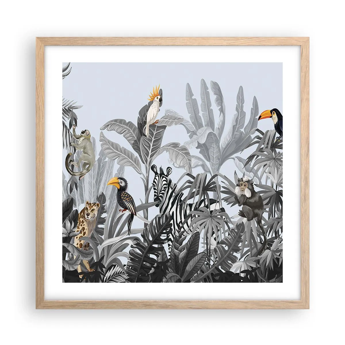 Poszter világos tölgy keretben - Afrikai mese - 50x50 cm