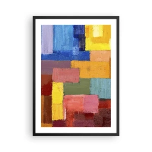 Poszter fehér keretben - Absztrakt színes téglalapok harmonikus kompozícióban - 50x70cm - Mindegyik más, mindegyik színes - Modern fali dekoráció nappalihoz és hálószobához ARTTOR