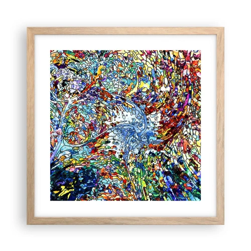 Poszter világos tölgy keretben - Cseppes ólomüveg - 40x40 cm