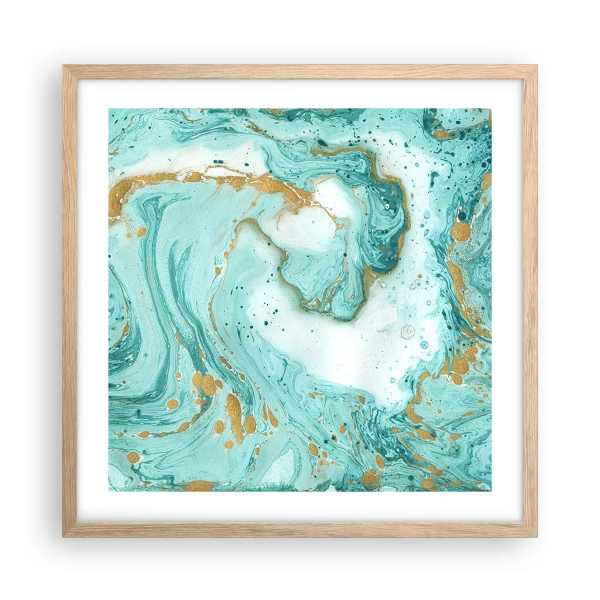 Poszter világos tölgy keretben - Az Edo-korszak nagy hulláma alatt - 50x50 cm