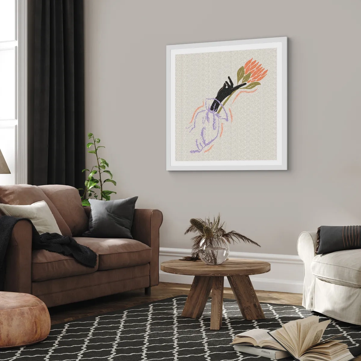 Poszter fekete keretben - Egy testvéri érintés - 40x40 cm