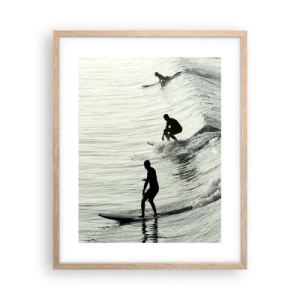 Poszter világos tölgy keretben - A hullámmal találkozni - 40x50 cm