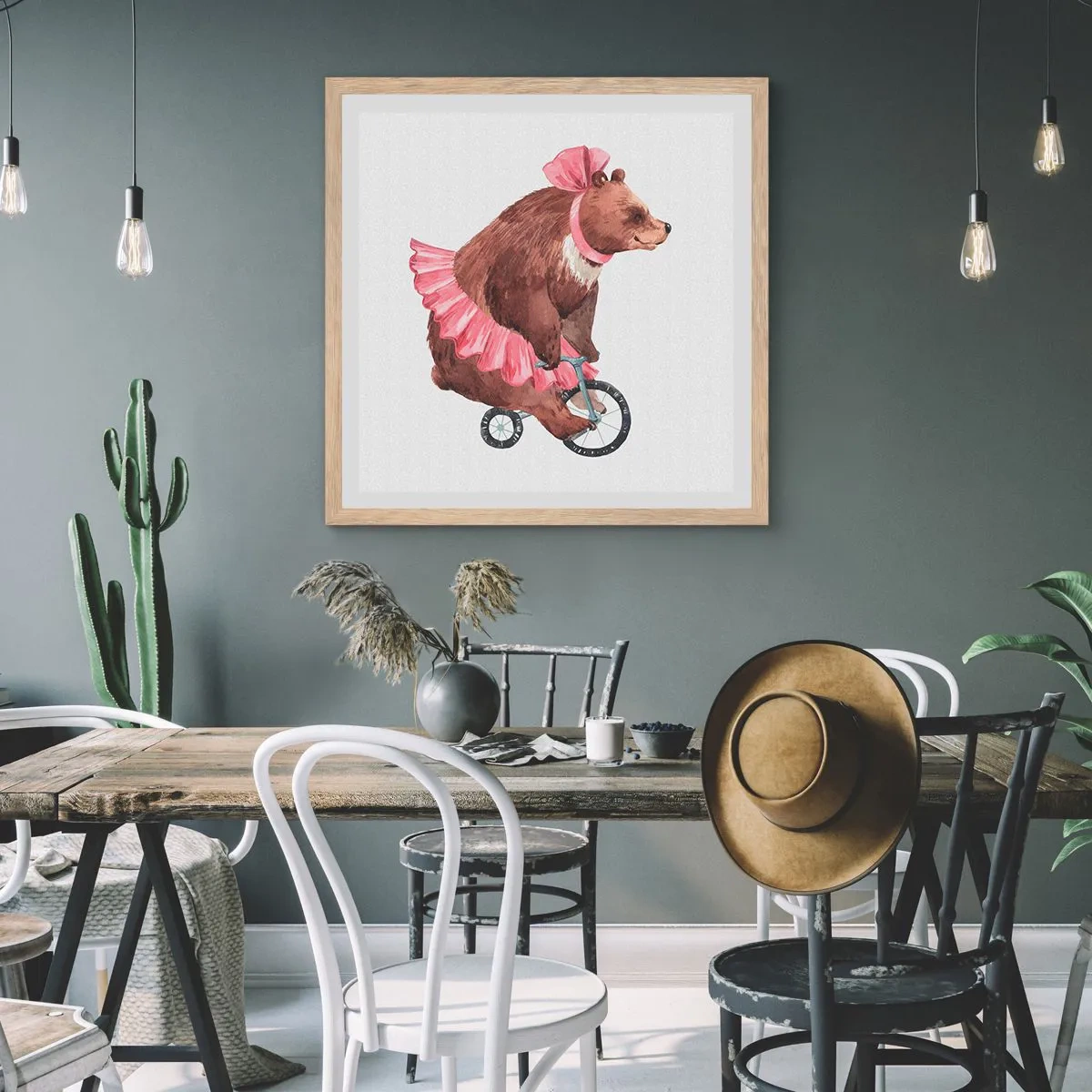 Poszter világos tölgy keretben - Micsoda cirkusz! - 40x40 cm