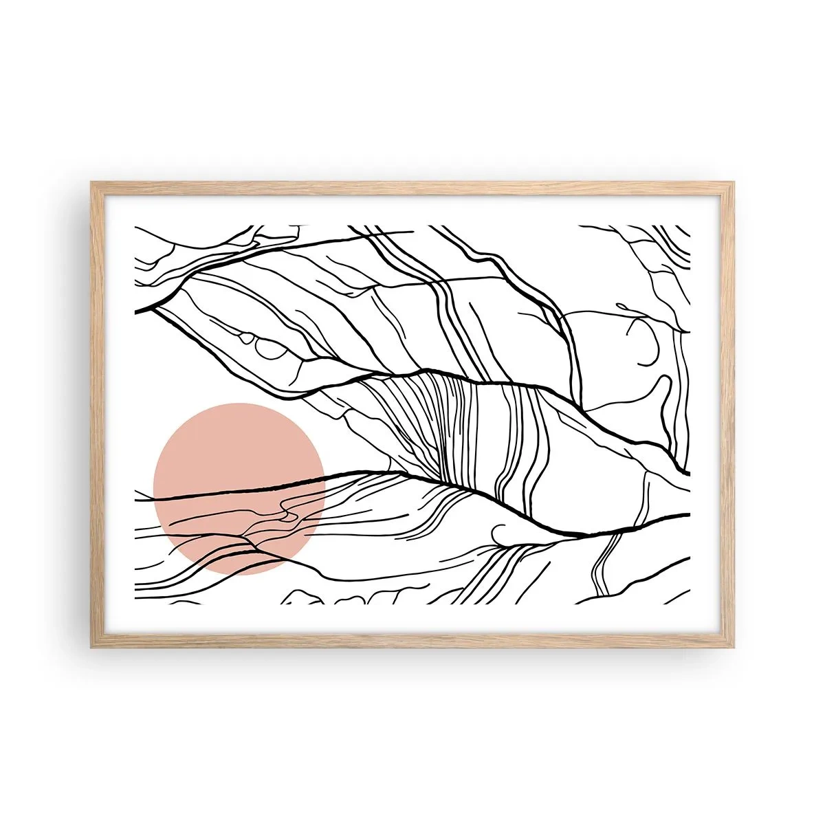 Poszter világos tölgy keretben - Gallyak hálójában - 70x50 cm