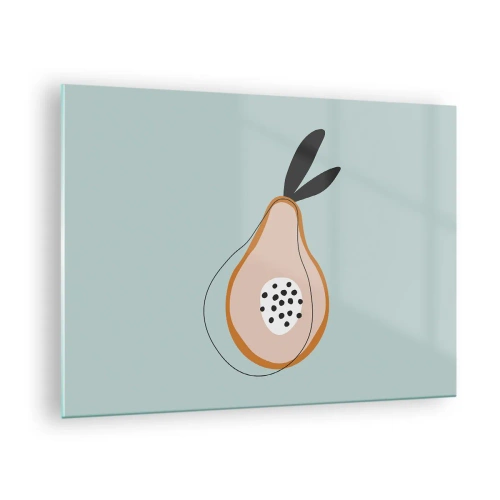 Üveg kép - Egy körte absztrakt illusztrációja minimalista stílusban - 70x50cm - Behatolás a dolgok természetébe - Modern fali dekoráció nappalihoz és hálószobához ARTTOR