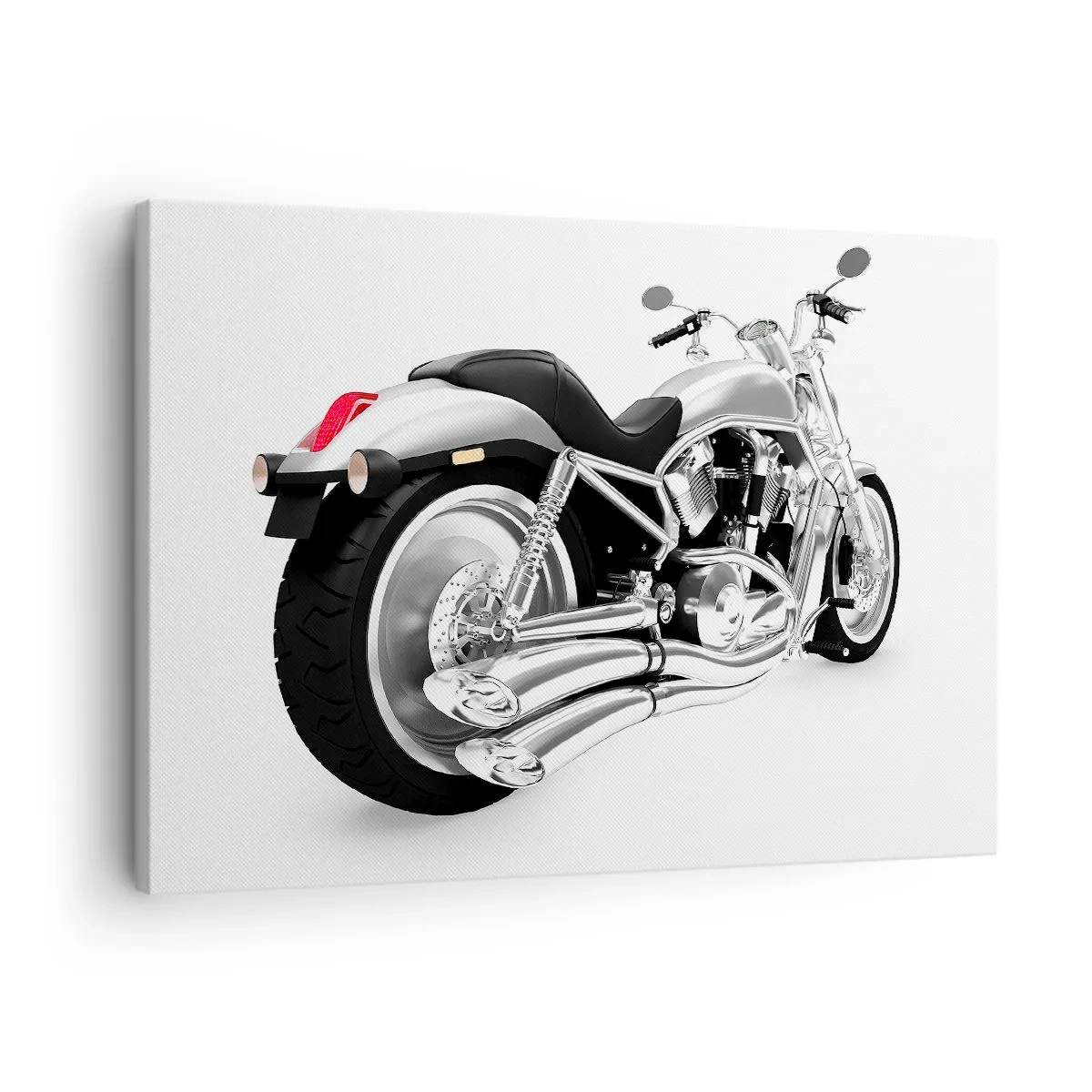 Vászonkép - Krómozott motorkerékpár fehér háttérrel - 70x50cm - Gyűjtögető álma - Modern fali dekoráció nappalihoz és hálószobához ARTTOR