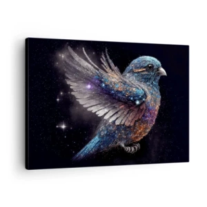 Vászonkép - Egy űrkorszakbeli stílusú veréb gyémántfényben - 70x50cm - Gyémánt veréb - Modern fali dekoráció nappalihoz és hálószobához ARTTOR