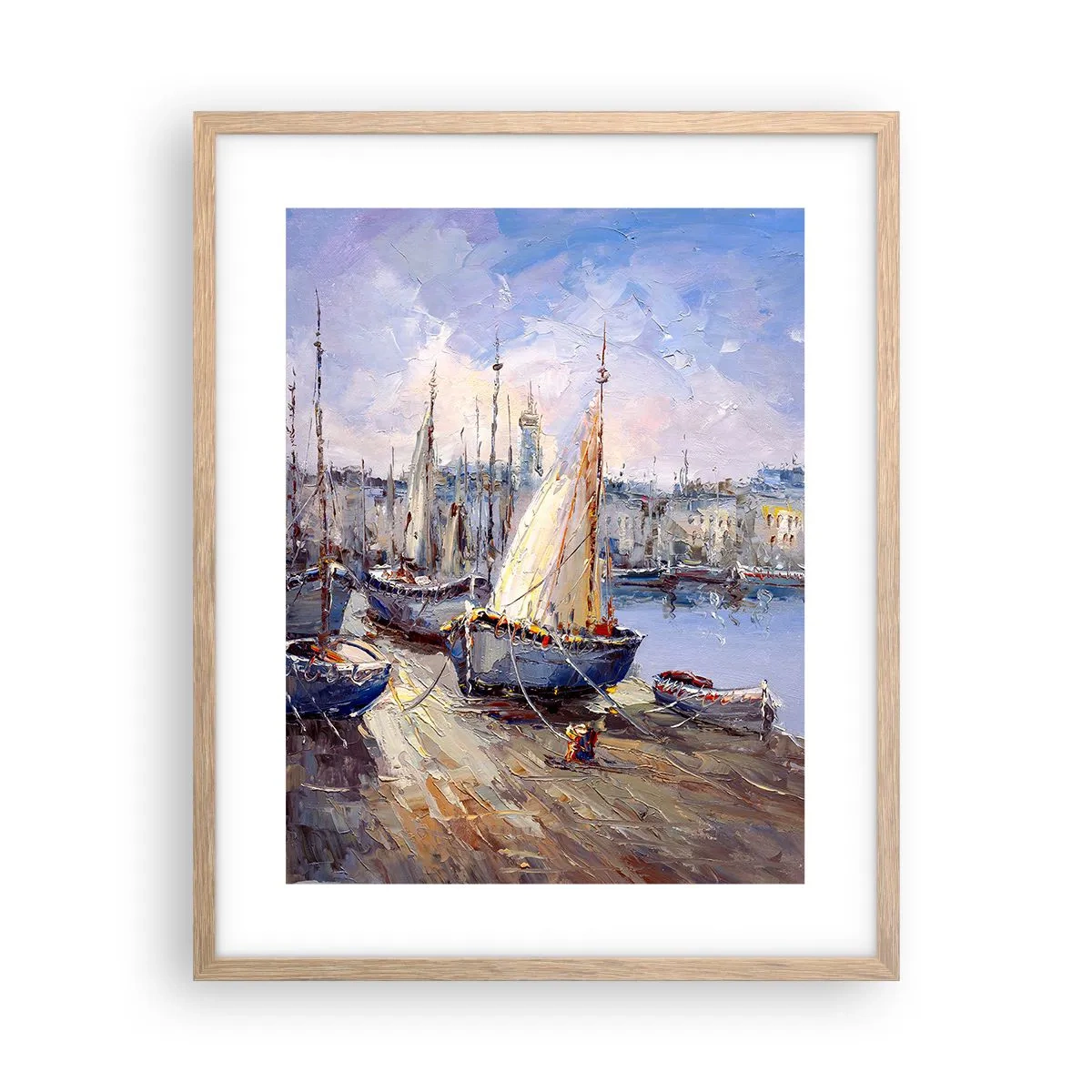 Poszter világos tölgy keretben - Város az öböl mellett - 40x50 cm