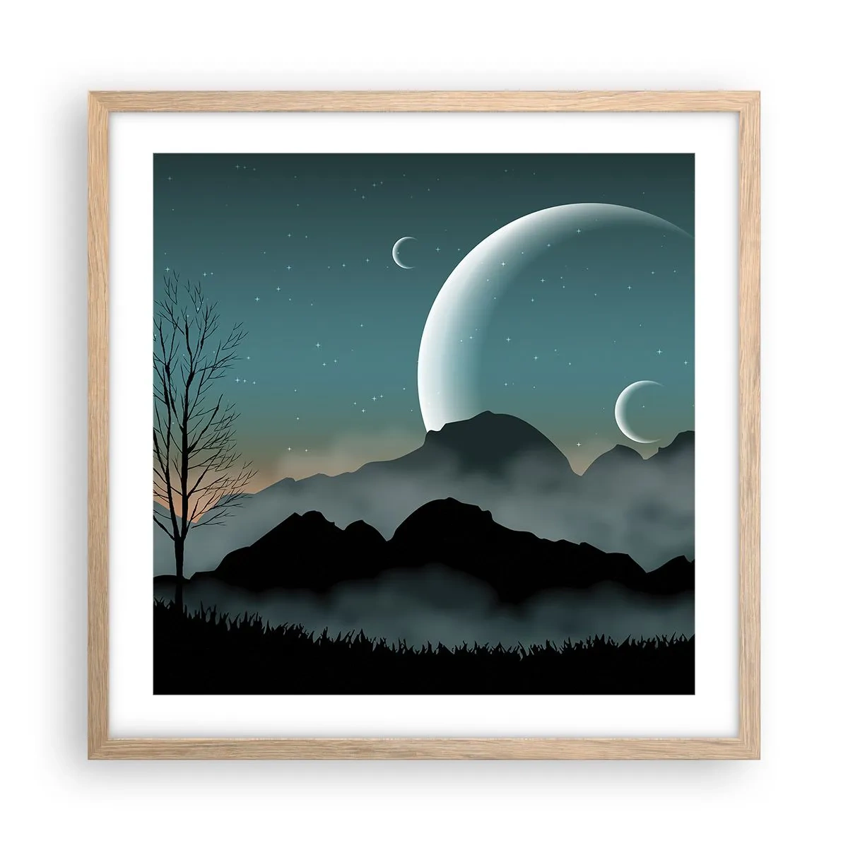 Poszter világos tölgy keretben - Csillagos éj karneválja - 50x50 cm