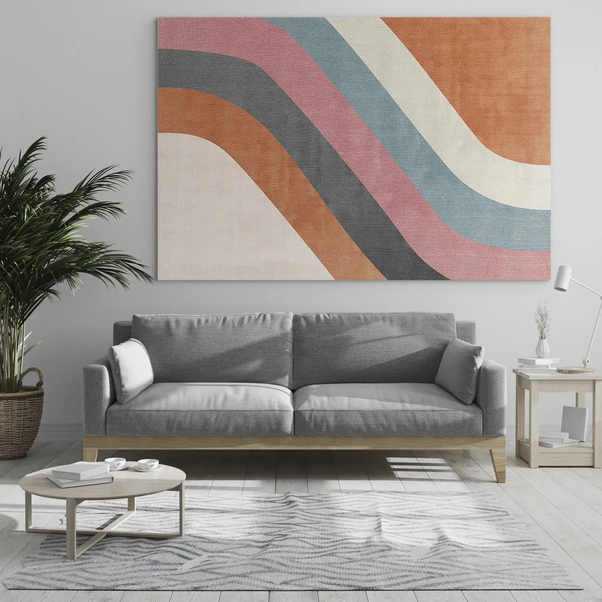 Üveg kép - Színes átlós csíkok világos háttéren - 70x50cm - Diagonális kompozíció - mozgás - Modern fali dekoráció nappalihoz és hálószobához ARTTOR