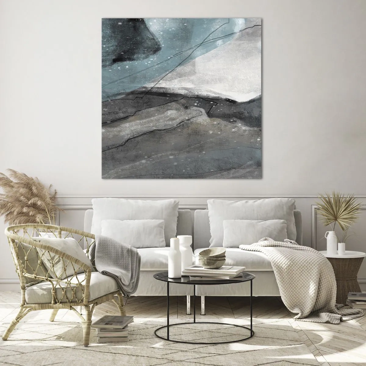 Üveg kép - Absztrakció: sziklák és jég - 30x30 cm