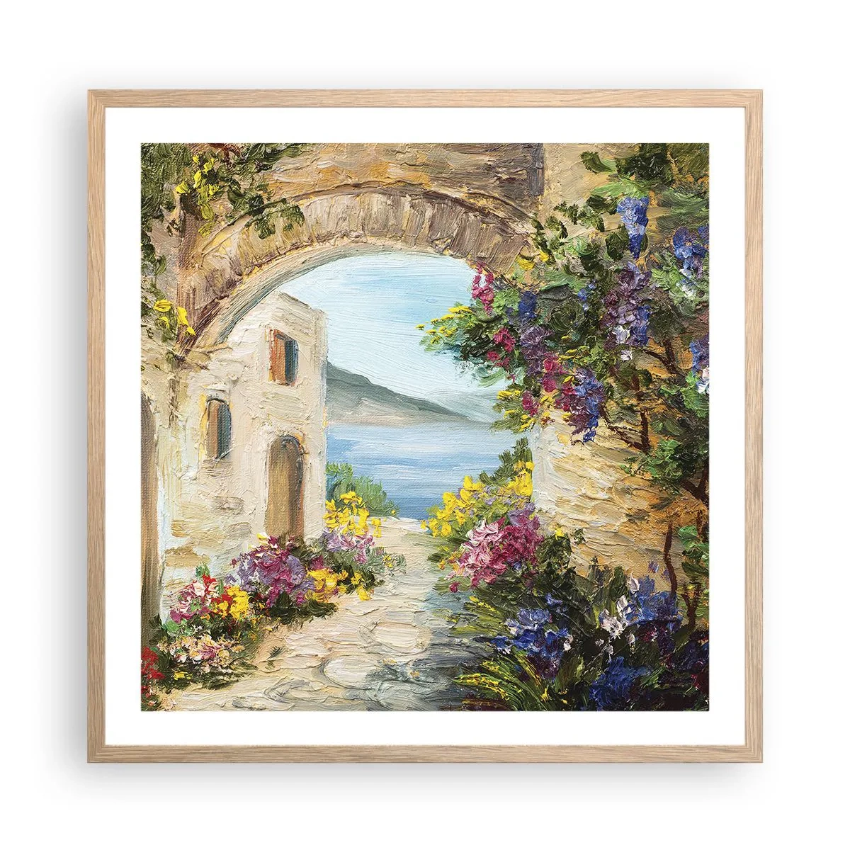 Poszter világos tölgy keretben - Egy tengerparti vidék varázsa - 60x60 cm