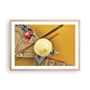 Poszter világos tölgy keretben - Élet a Sárga-folyón - 70x50 cm