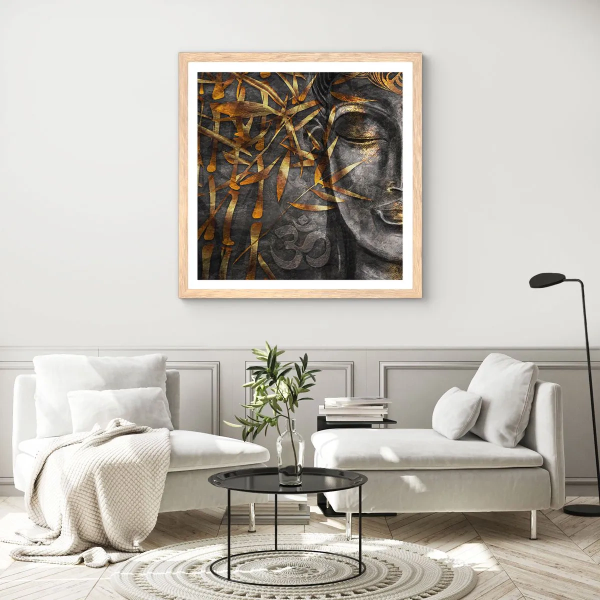 Poszter világos tölgy keretben - Érezd a nyugalmat - 60x60 cm