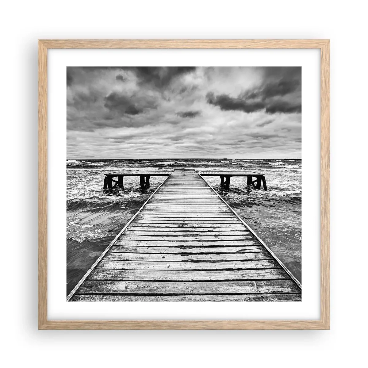 Poszter világos tölgy keretben - Várom, hogy elűzze a szél... - 50x50 cm