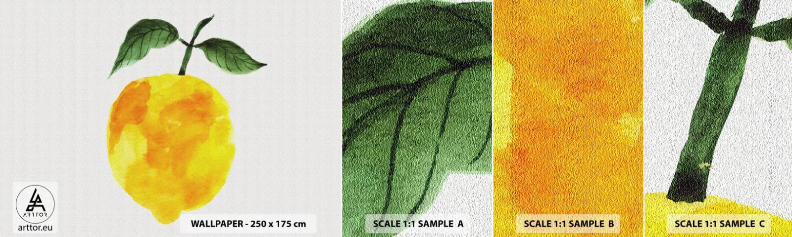 Fotótapéta Minta Öntapadós Deluxe Sticker - Hogyan ismerjük meg a nap ízét - Citrom, Konyha, Gyümölcs - 100x30 cm