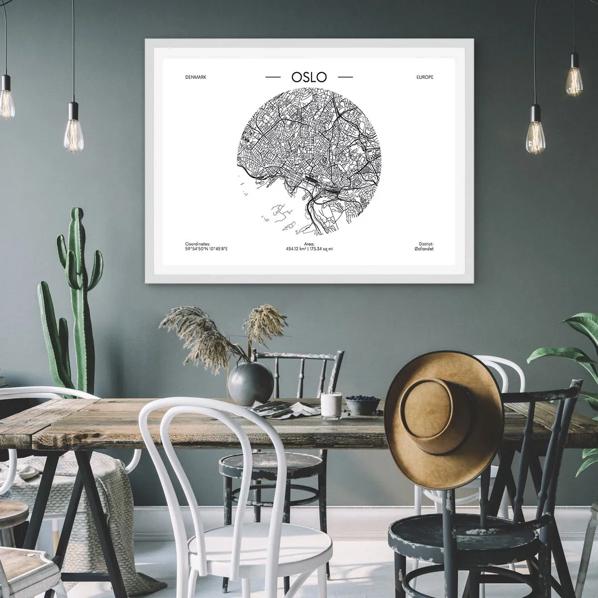 Poszter fekete keretben - Oslo anatómiája - 100x70 cm