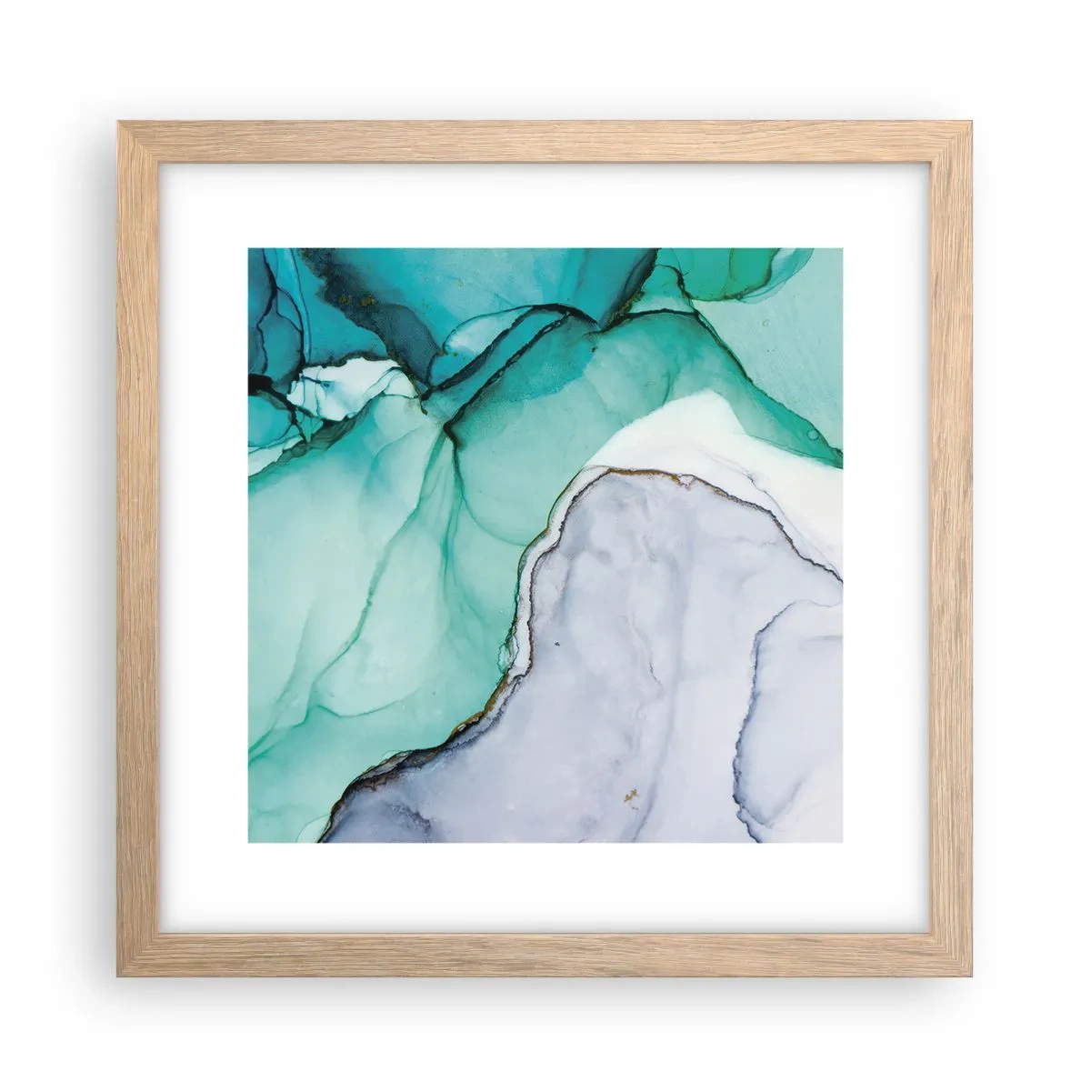 Poszter világos tölgy keretben - Tanulmány türkizben - 30x30 cm