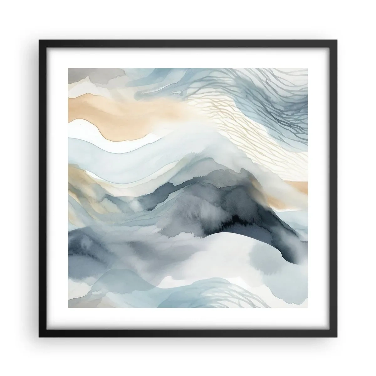 Poszter fehér keretben - Hó és köd absztrakció - 50x50 cm