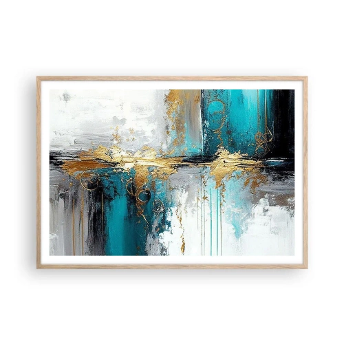 Poszter világos tölgy keretben - Minden áramlik - 100x70 cm
