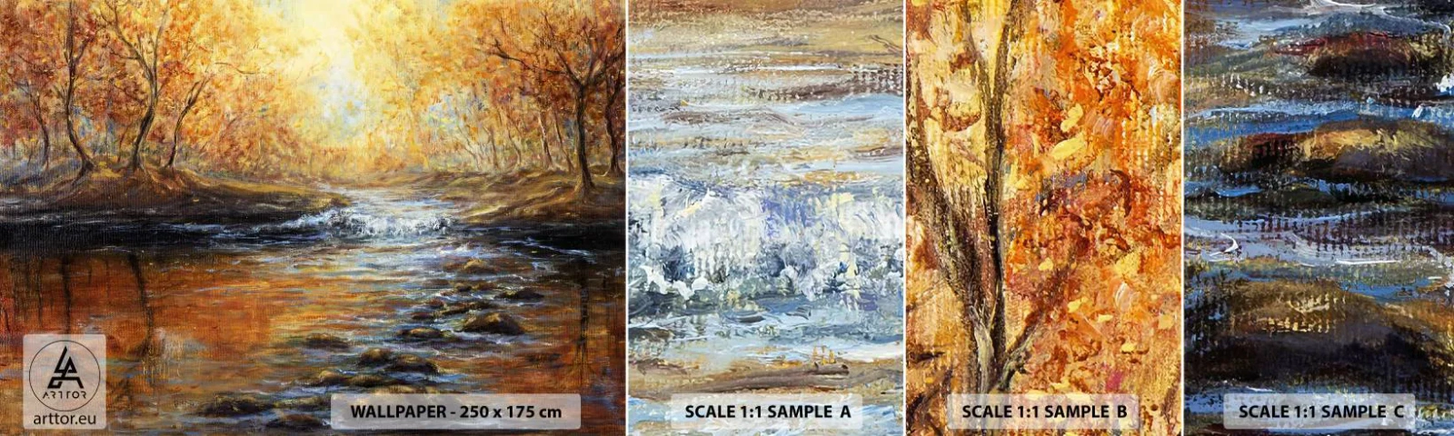 Fotótapéta Minta Standard Eco - Az Arany Patak - Tájkép, Hegyi patak, Erdő - 100x30 cm