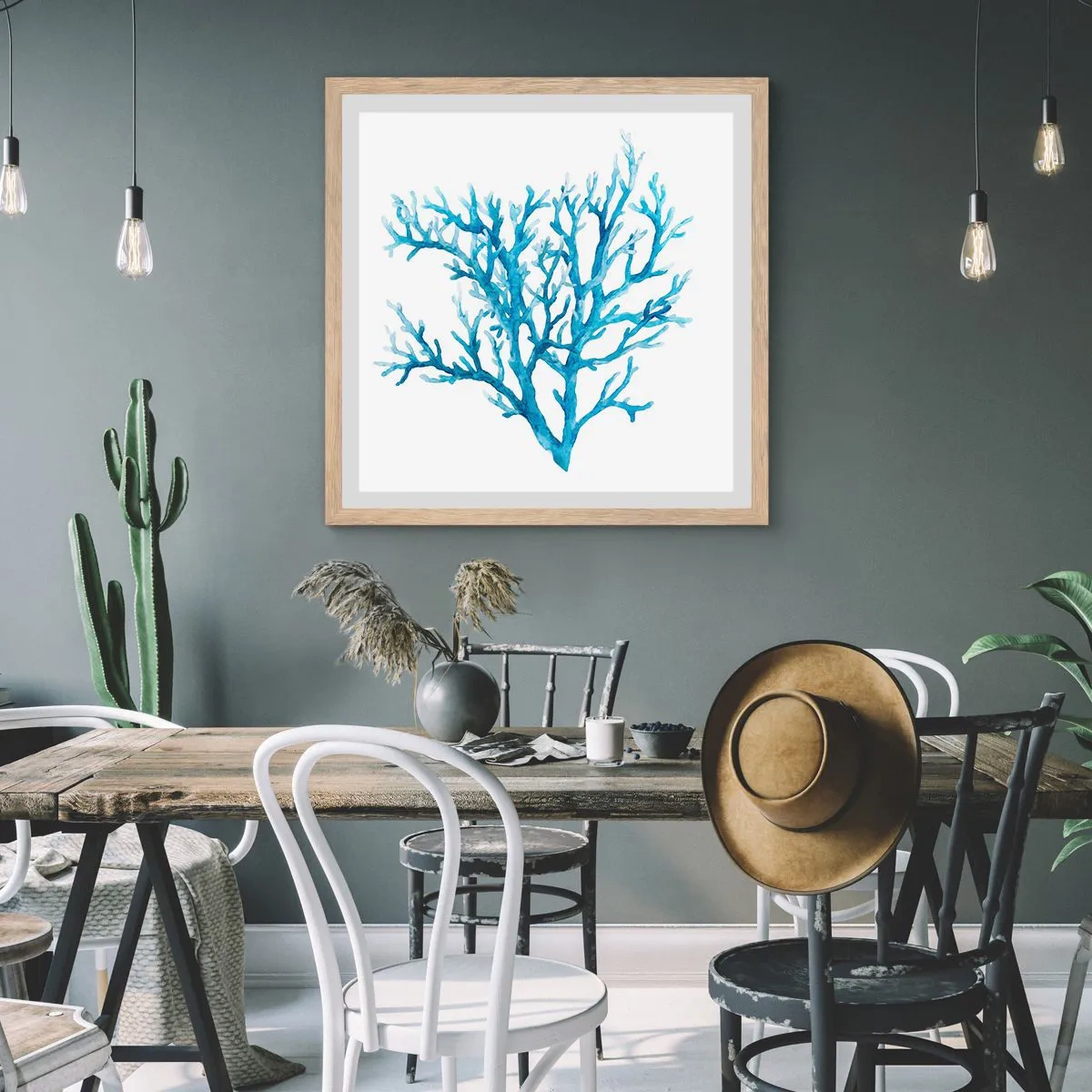 Poszter világos tölgy keretben - Tengeri filigrán - 40x40 cm