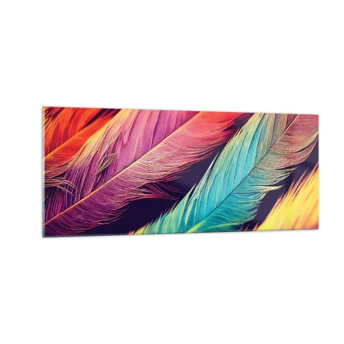 Üveg kép - Tollas szivárvány - 100x40 cm