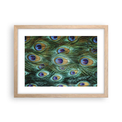 Poszter világos tölgy keretben - Pávaszemű pillantás - 40x30 cm