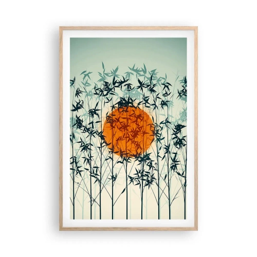 Poszter világos tölgy keretben - Japán nap - 61x91 cm