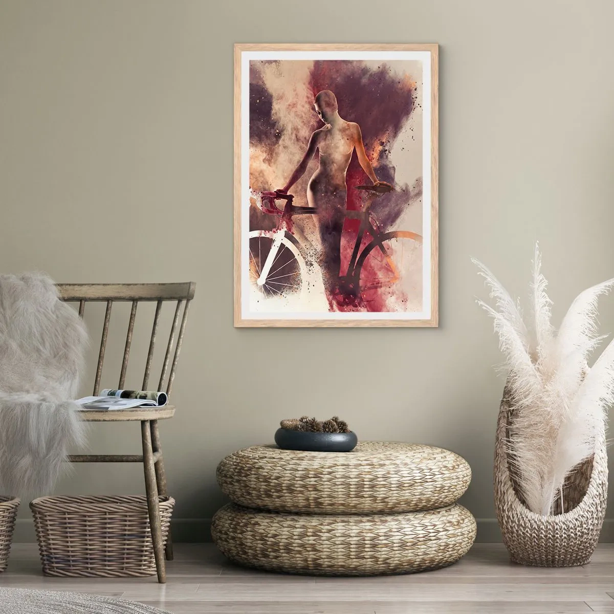 Poszter világos tölgy keretben - Márvány formájú kerékpáros lélek - 61x91 cm