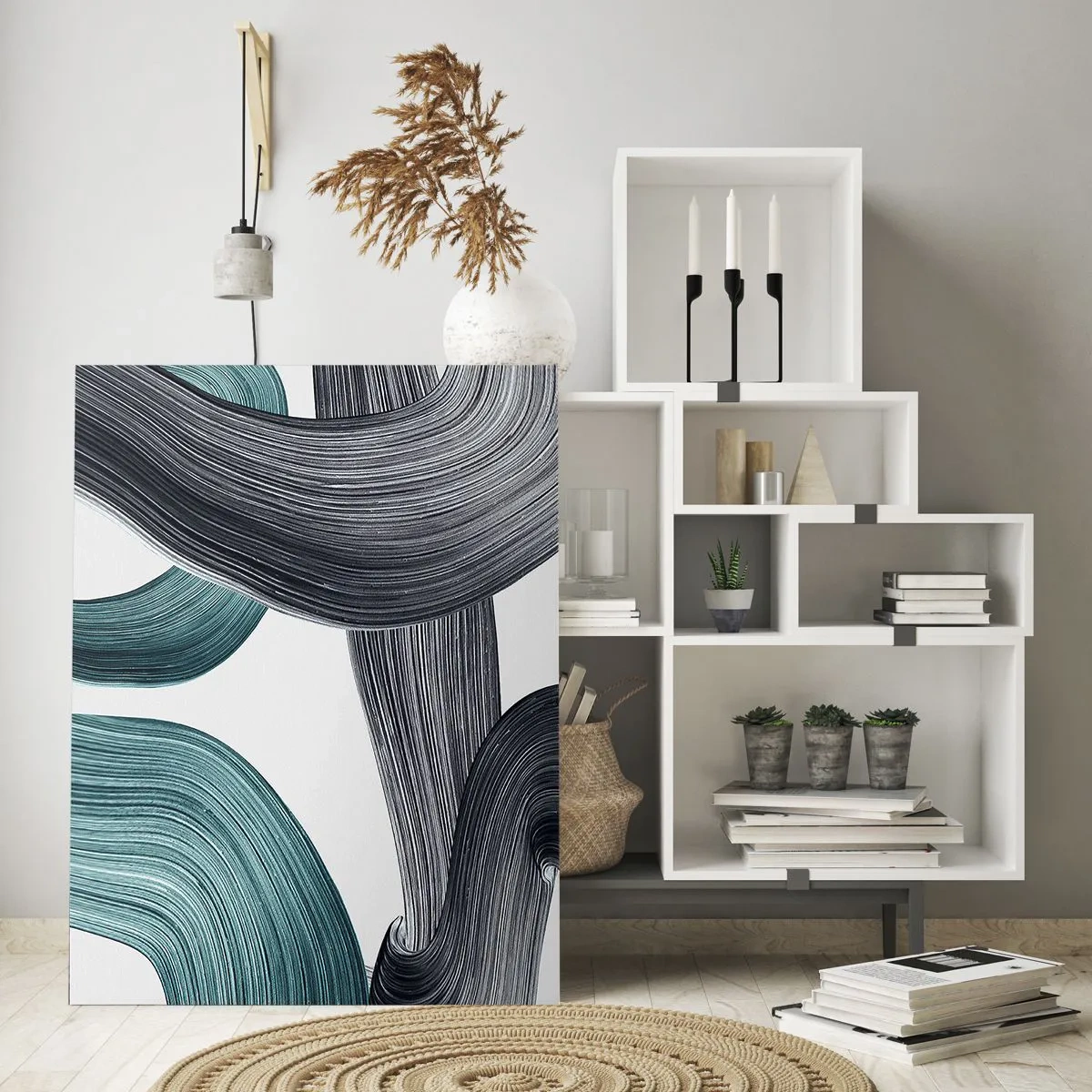 Üveg kép - Smaragdzöld és fekete nyomok - 50x70 cm