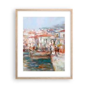 Poszter világos tölgy keretben - Pasztell vakáció - 40x50 cm