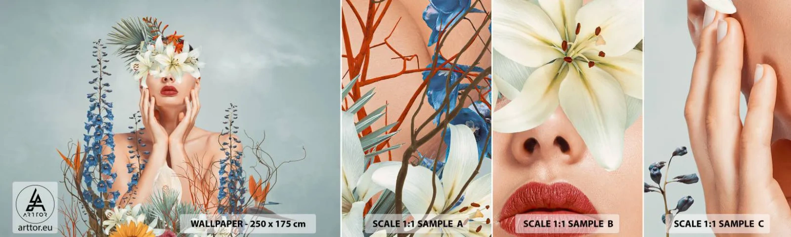 Fotótapéta Minta Standard Eco - Virág-nő - Absztrakció, Nő, Virágok - 100x30 cm