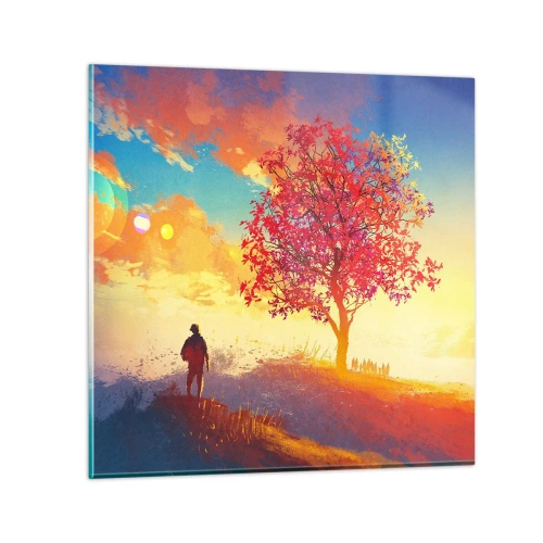 Üveg kép - Zarándok a célállomáson - 40x40 cm