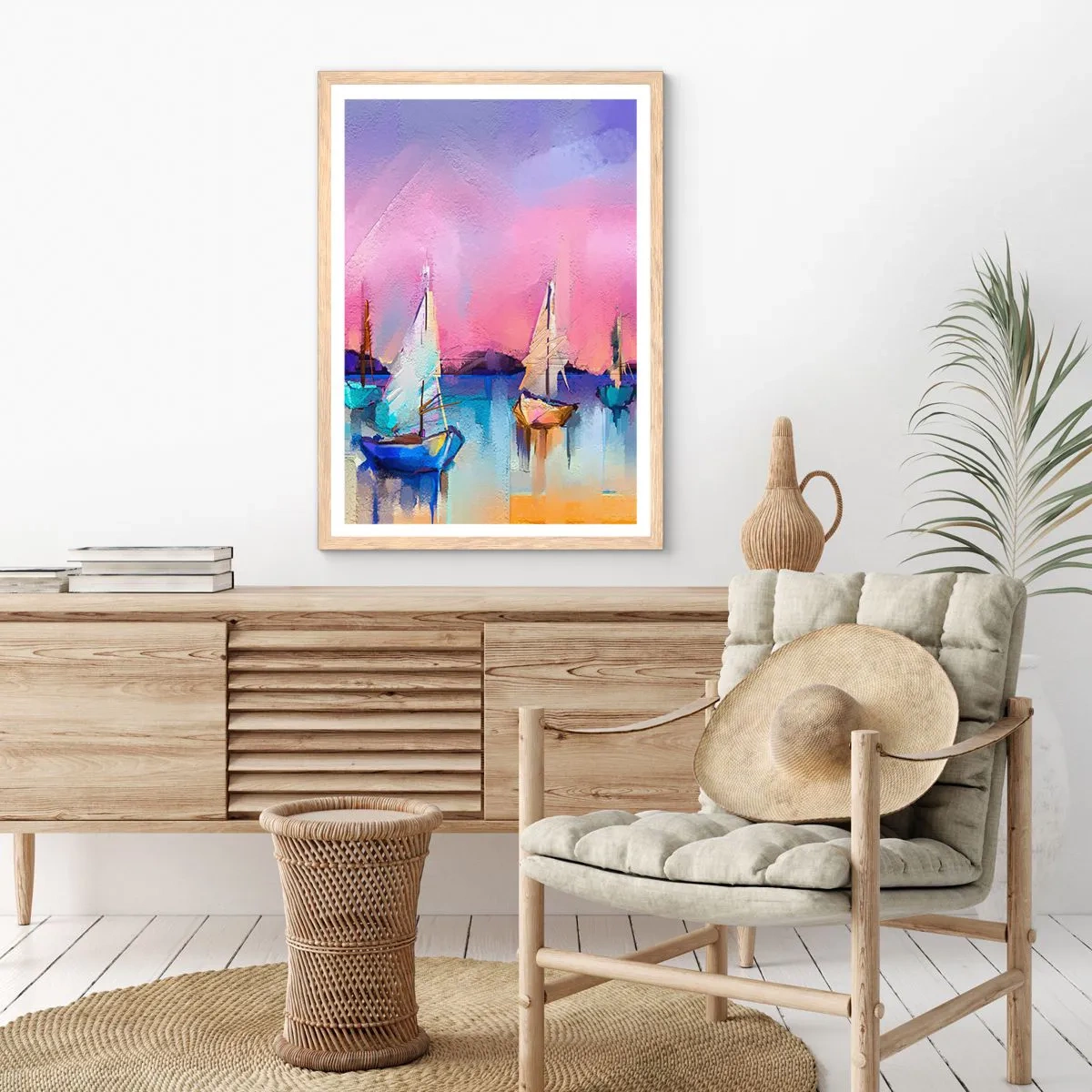 Poszter világos tölgy keretben - Irány: széles vizek - 30x40 cm