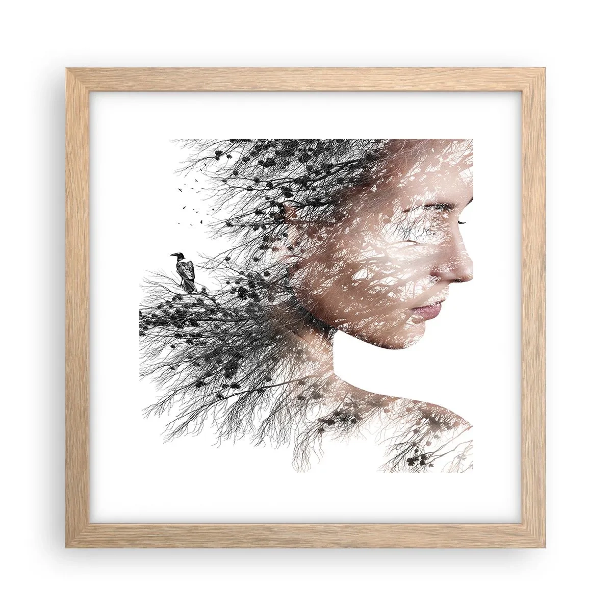 Poszter világos tölgy keretben - Az erdő szelleme - 30x30 cm