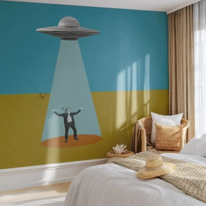 Egyedi tapéta Premium Sand - Közeli találkozás - Ufó, Modern művészet, Szürrealizmus