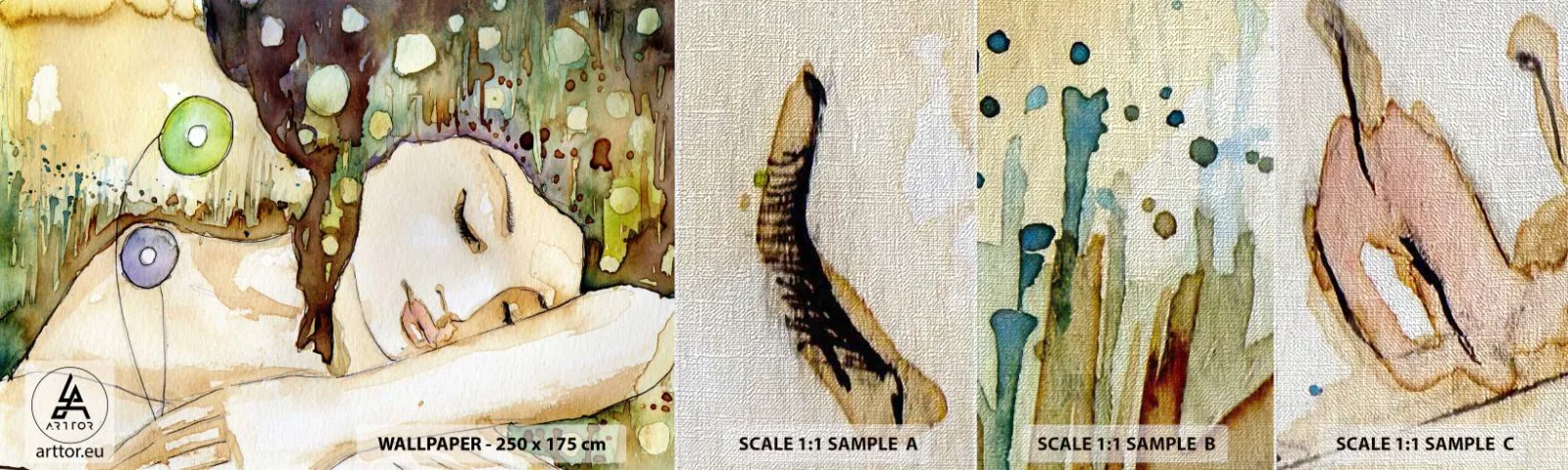 Fotótapéta Minta Premium Canvas - Smaragd-ibolya álom - Absztrakció, Nő, Ábra - 100x30 cm