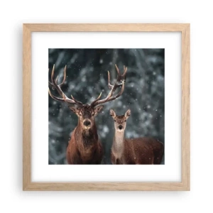 Poszter világos tölgy keretben - Az erdő ura a feleségével - 30x30 cm